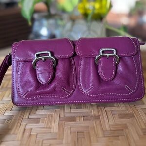 Cole Haan magenta leather clutch wallet.